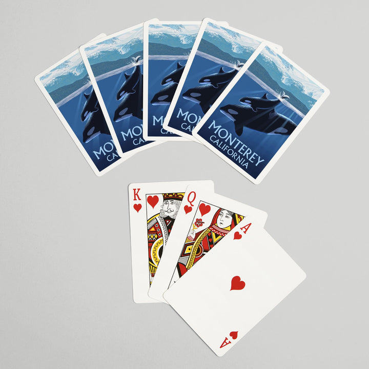 Playing Cards, Monterey, California Orca and Calf (Mountains), 52 Card Deck with Jokers in Box, Unique Art Cards Lantern Press 