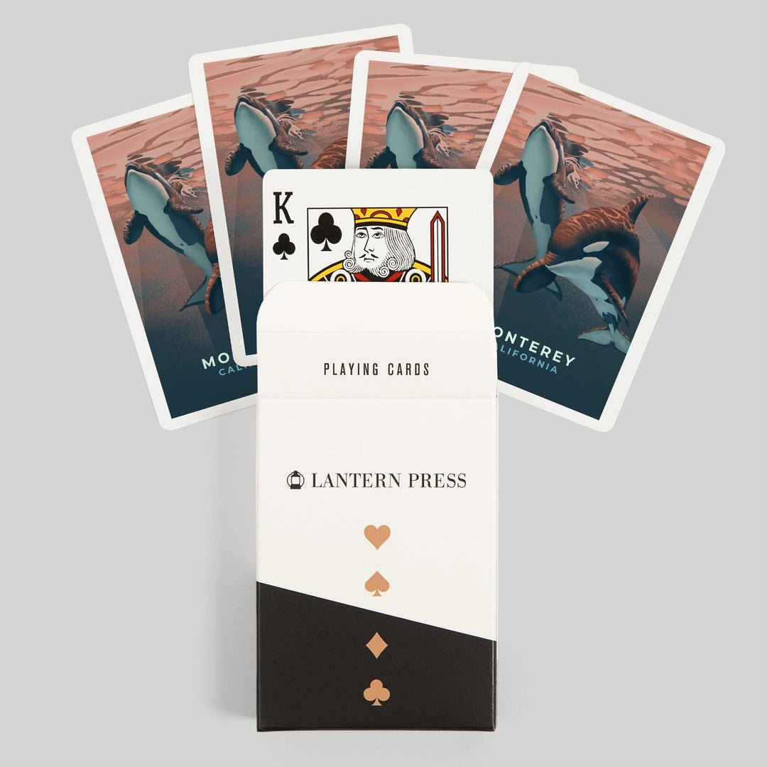 Playing Cards, Monterey, California, Orca, Lithograph, 52 Card Deck with Jokers in Box, Unique Art Cards Lantern Press 