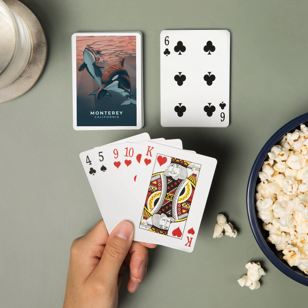 Playing Cards, Monterey, California, Orca, Lithograph, 52 Card Deck with Jokers in Box, Unique Art Cards Lantern Press 