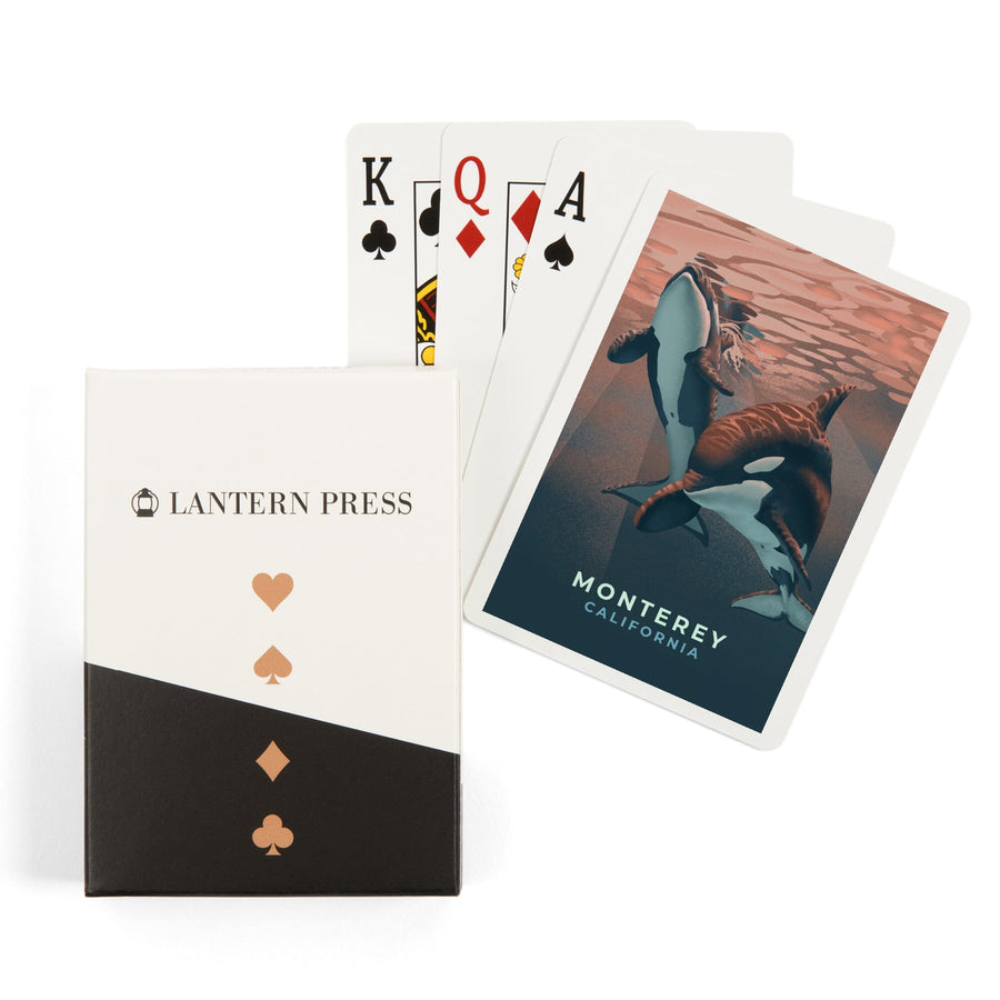 Playing Cards, Monterey, California, Orca, Lithograph, 52 Card Deck with Jokers in Box, Unique Art Cards Lantern Press 
