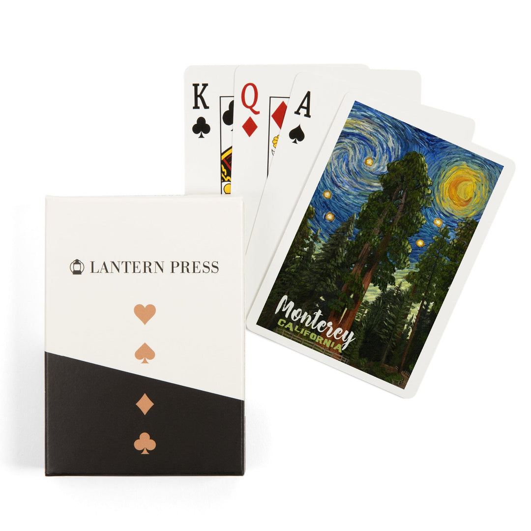 Playing Cards, Monterey, California, Starry Night National Park Series, 52 Card Deck with Jokers in Box, Unique Art Cards Lantern Press 