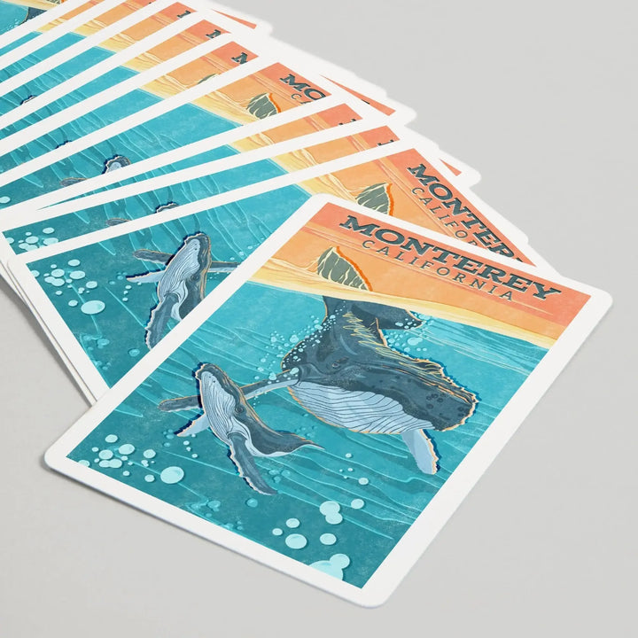 Playing Cards, Monterey, California, Vintage Press, Humpback Whale, 52 Card Deck with Jokers in Box, Unique Art Cards Lantern Press 
