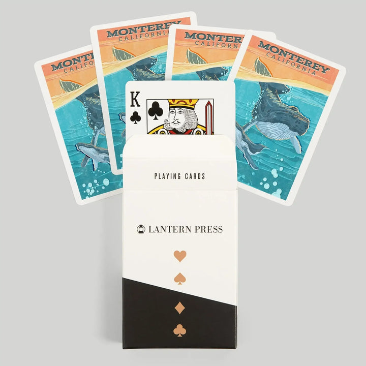 Playing Cards, Monterey, California, Vintage Press, Humpback Whale, 52 Card Deck with Jokers in Box, Unique Art Cards Lantern Press 