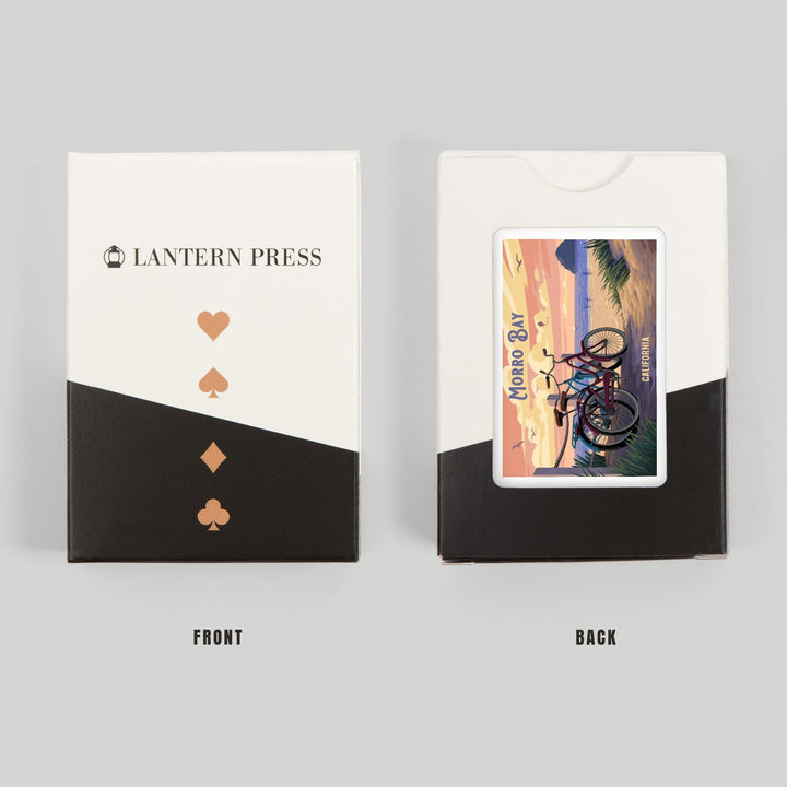 Playing Cards, Morro Bay, California, Painterly, The Beach Is Calling, Beach Bikes, 52 Card Deck with Jokers in Box, Unique Art Cards Lantern Press 