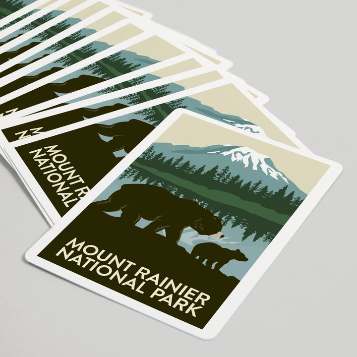 Playing Cards, Mount Rainier National Park, Washington, Bears, 52 Card Deck with Jokers in Box, Unique Art Cards Lantern Press 