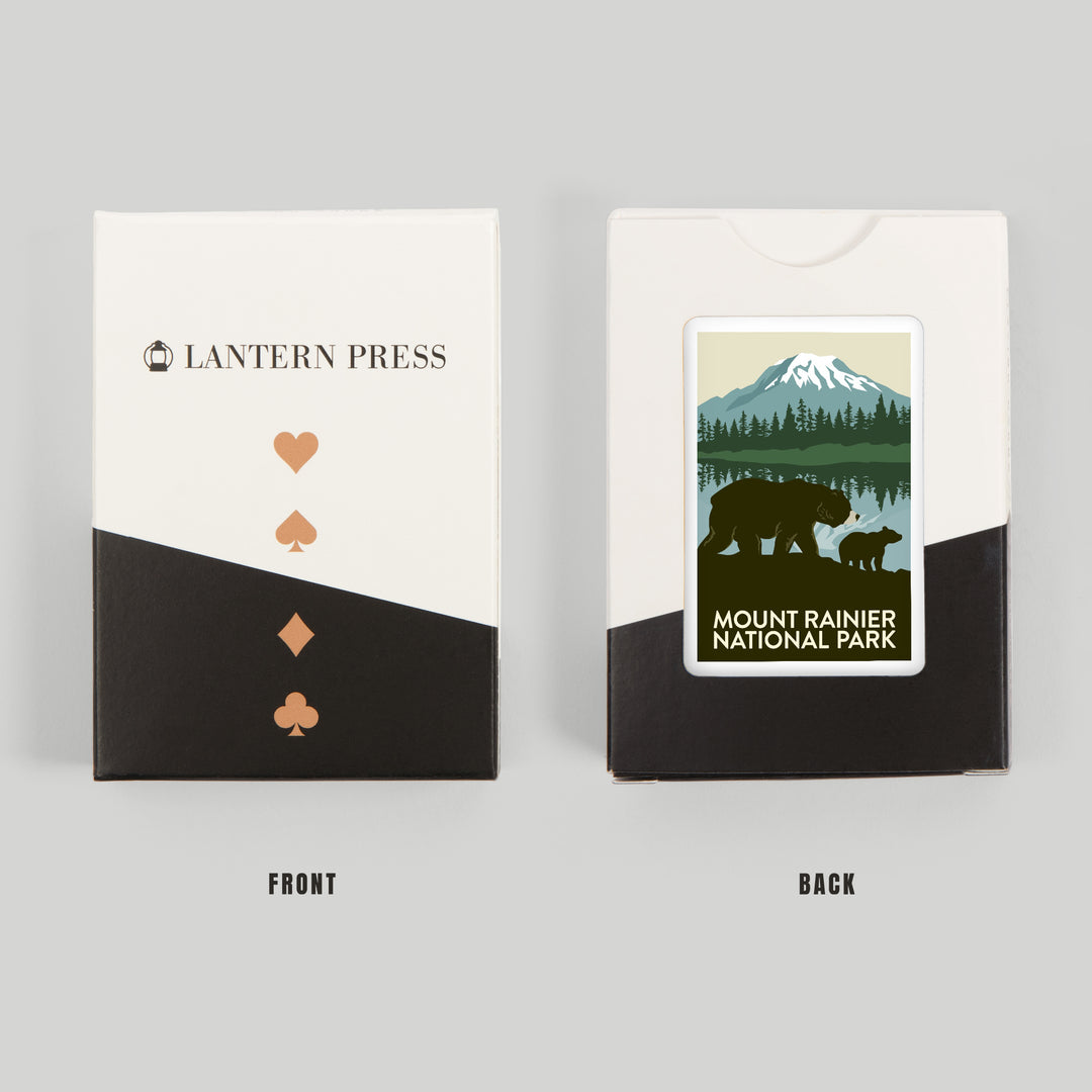Playing Cards, Mount Rainier National Park, Washington, Bears, 52 Card Deck with Jokers in Box, Unique Art Cards Lantern Press 