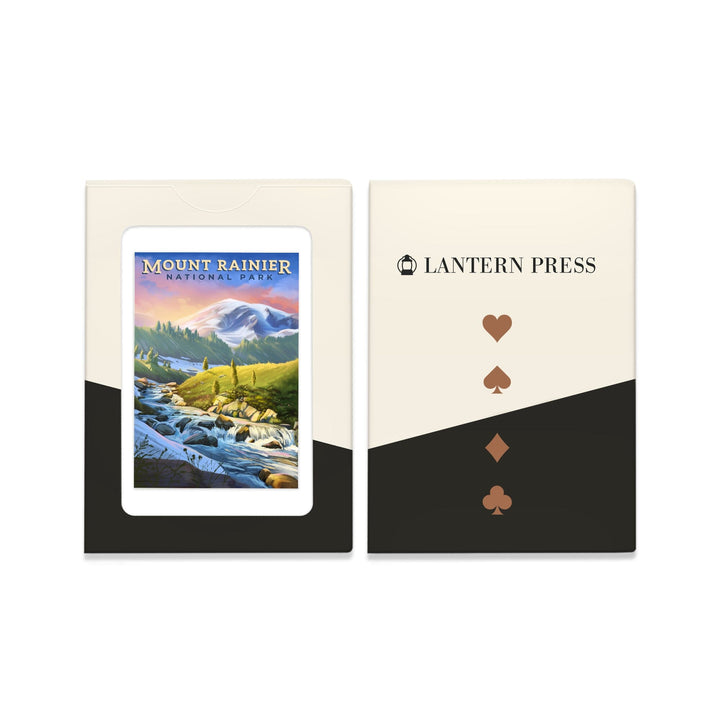 Playing Cards, Mount Rainier National Park, Washington, Oil Painting, 52 Card Deck with Jokers in Box, Unique Art Cards Lantern Press 