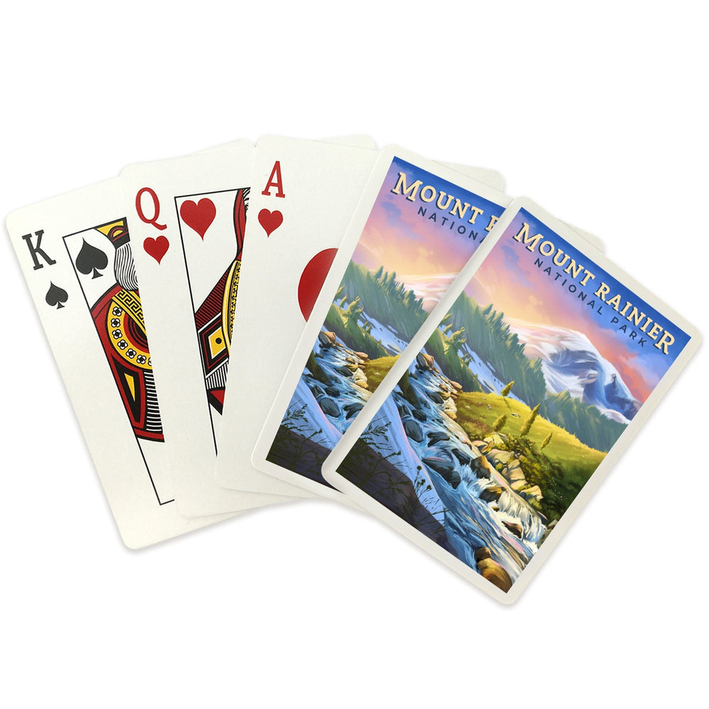 Playing Cards, Mount Rainier National Park, Washington, Oil Painting, 52 Card Deck with Jokers in Box, Unique Art Cards Lantern Press 