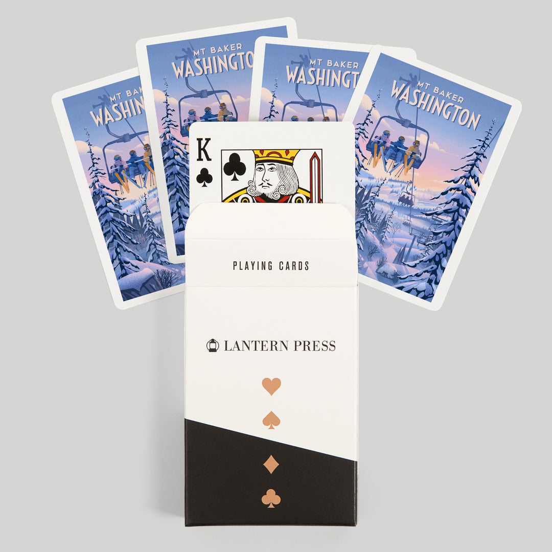 Playing Cards, Mt Baker, Washington, Chill on the Uphill, Ski Lift, 52 Card Deck with Jokers in Box, Unique Art Cards Lantern Press 