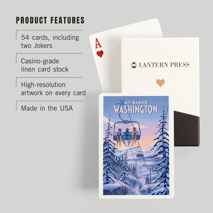 Playing Cards, Mt Baker, Washington, Chill on the Uphill, Ski Lift, 52 Card Deck with Jokers in Box, Unique Art Cards Lantern Press 