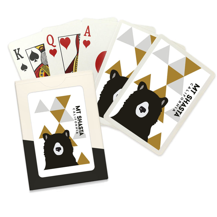 Playing Cards, Mt Shasta, California, Bear and Triangles, 52 Card Deck with Jokers in Box, Unique Art Cards Lantern Press 