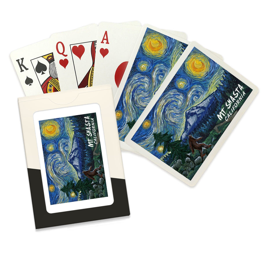 Playing Cards, Mt Shasta, California, Bigfoot, Starry Night, 52 Card Deck with Jokers in Box, Unique Art Cards Lantern Press 
