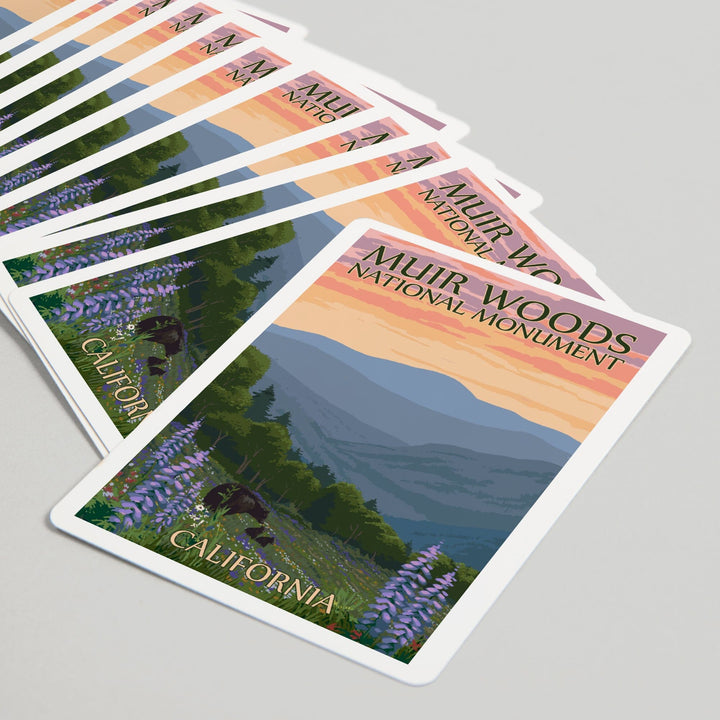 Playing Cards, Muir Woods National Monument, California, Bear and Spring Flowers, 52 Card Deck with Jokers in Box, Unique Art Cards Lantern Press 