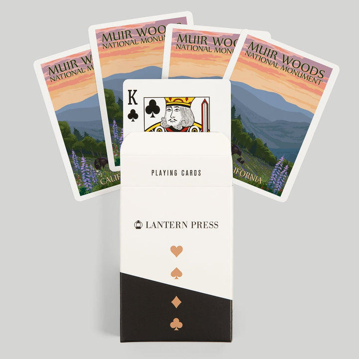 Playing Cards, Muir Woods National Monument, California, Bear and Spring Flowers, 52 Card Deck with Jokers in Box, Unique Art Cards Lantern Press 