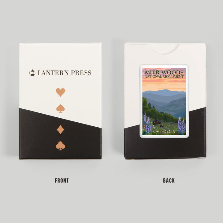 Playing Cards, Muir Woods National Monument, California, Bear and Spring Flowers, 52 Card Deck with Jokers in Box, Unique Art Cards Lantern Press 