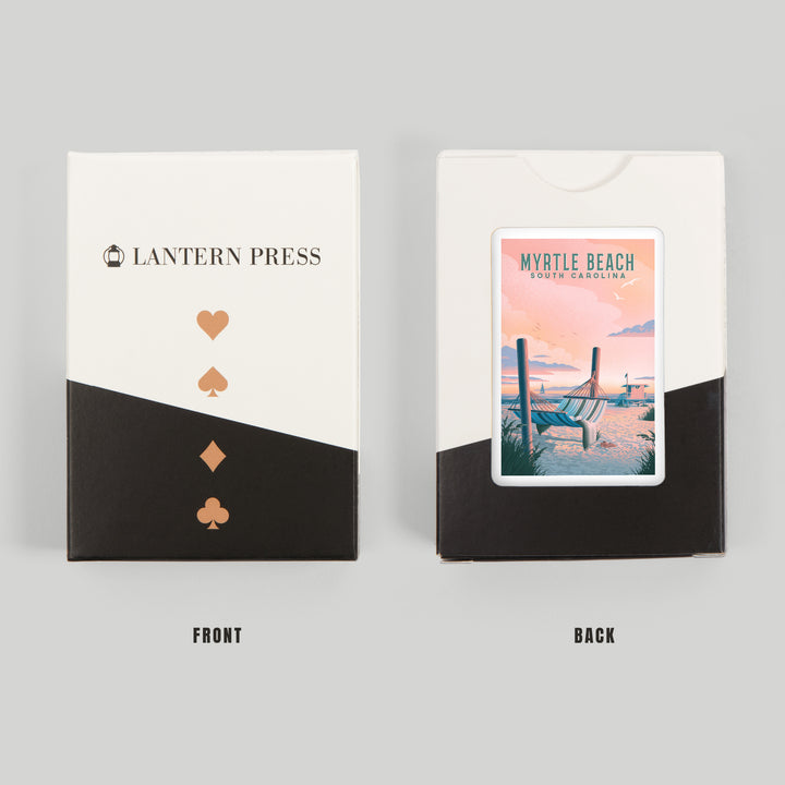 Playing Cards, Myrtle Beach, South Carolina, Lithograph, Salt Air, No Cares, Hammock on Beach, 52 Card Deck with Jokers in Box, Unique Art Cards Lantern Press 