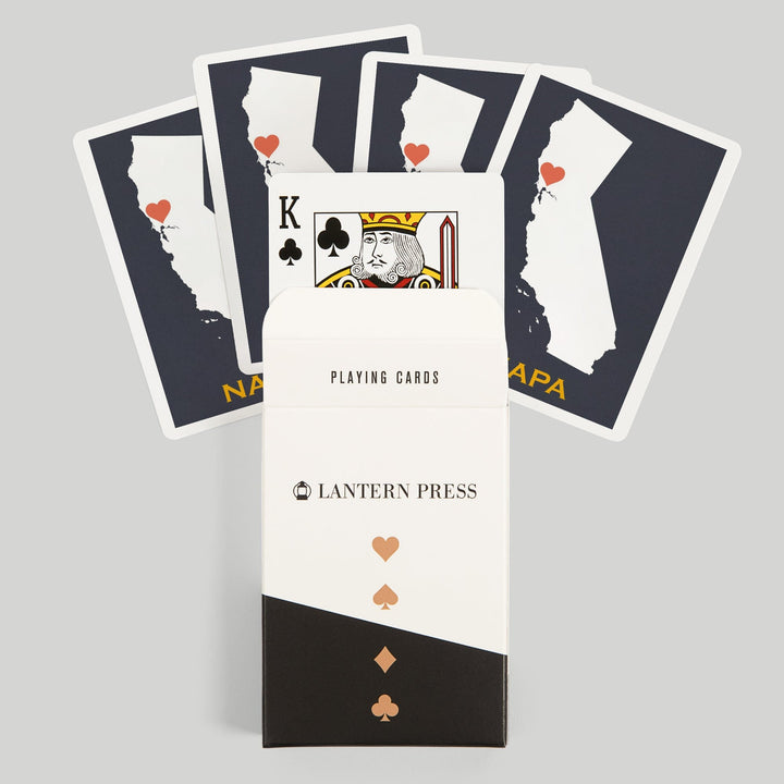 Playing Cards, Napa, California, Home State, White on Gray Outline, 52 Card Deck with Jokers in Box, Unique Art Cards Lantern Press 