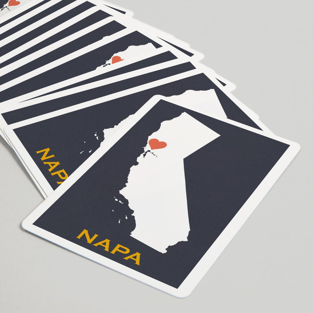 Playing Cards, Napa, California, Home State, White on Gray Outline, 52 Card Deck with Jokers in Box, Unique Art Cards Lantern Press 