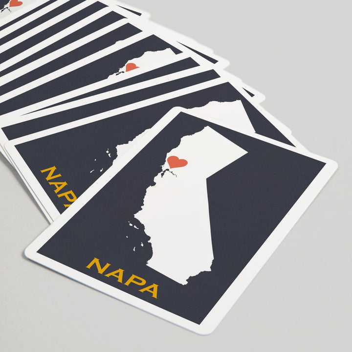 Playing Cards, Napa, California, Home State, White on Gray Outline, 52 Card Deck with Jokers in Box, Unique Art Cards Lantern Press 