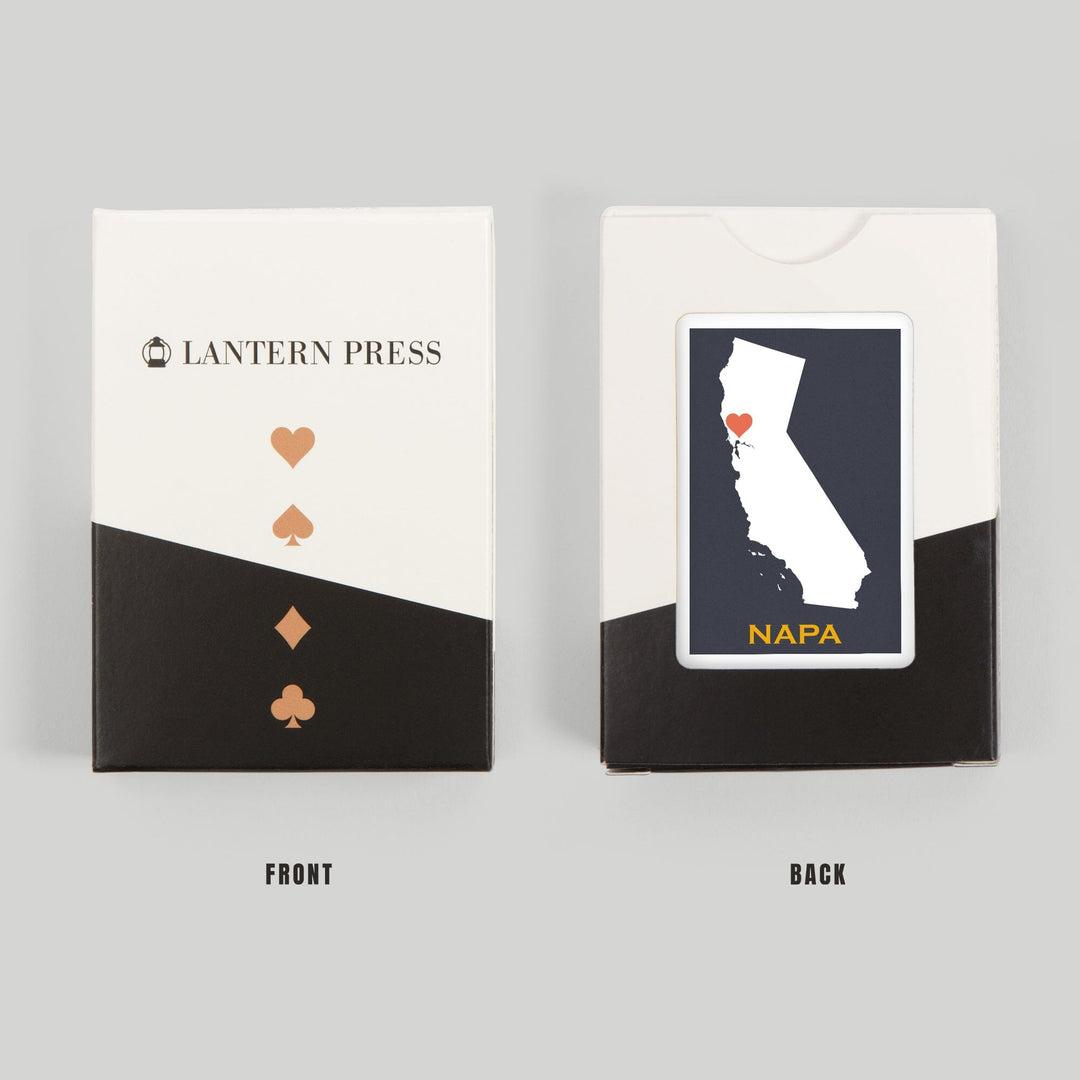 Playing Cards, Napa, California, Home State, White on Gray Outline, 52 Card Deck with Jokers in Box, Unique Art Cards Lantern Press 