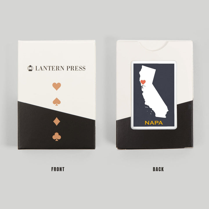 Playing Cards, Napa, California, Home State, White on Gray Outline, 52 Card Deck with Jokers in Box, Unique Art Cards Lantern Press 