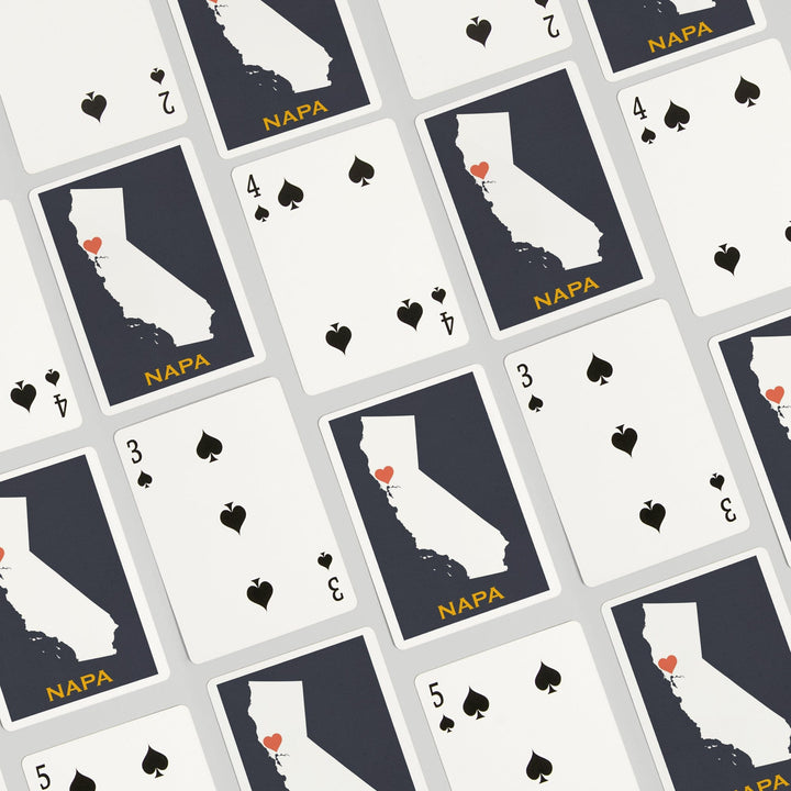 Playing Cards, Napa, California, Home State, White on Gray Outline, 52 Card Deck with Jokers in Box, Unique Art Cards Lantern Press 