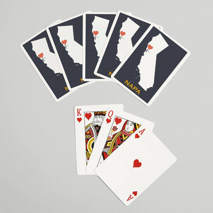 Playing Cards, Napa, California, Home State, White on Gray Outline, 52 Card Deck with Jokers in Box, Unique Art Cards Lantern Press 