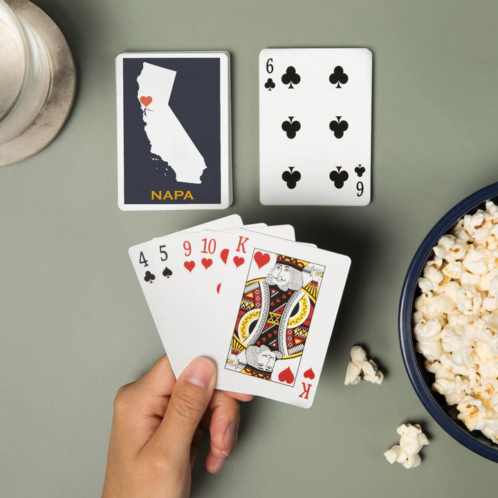 Playing Cards, Napa, California, Home State, White on Gray Outline, 52 Card Deck with Jokers in Box, Unique Art Cards Lantern Press 