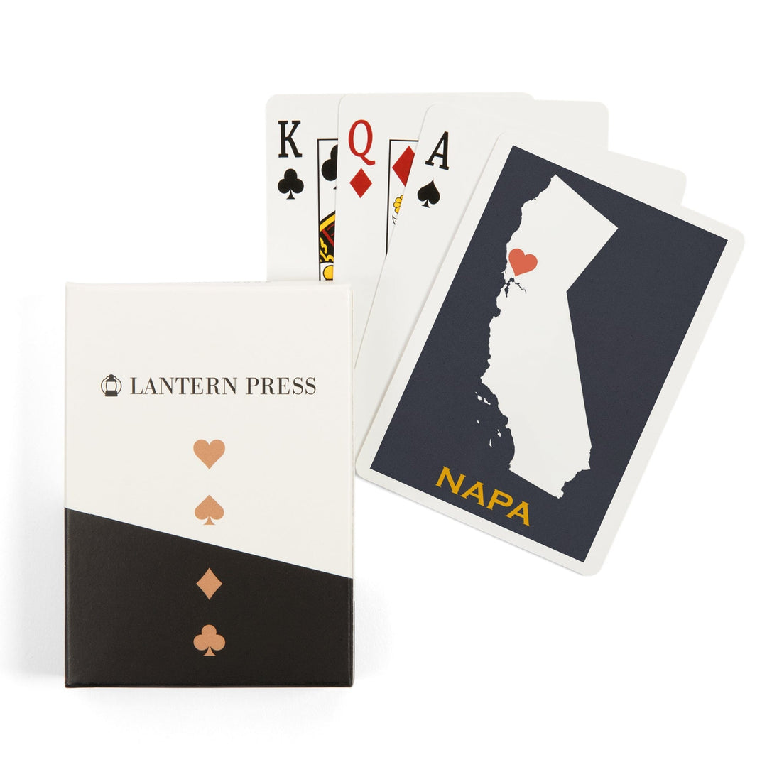 Playing Cards, Napa, California, Home State, White on Gray Outline, 52 Card Deck with Jokers in Box, Unique Art Cards Lantern Press 