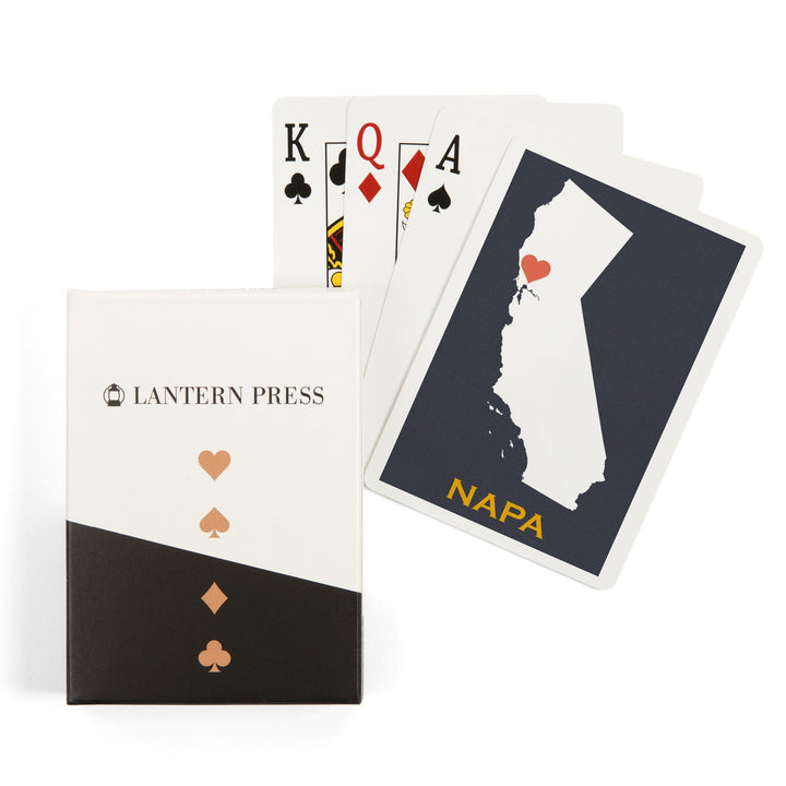 Playing Cards, Napa, California, Home State, White on Gray Outline, 52 Card Deck with Jokers in Box, Unique Art Cards Lantern Press 