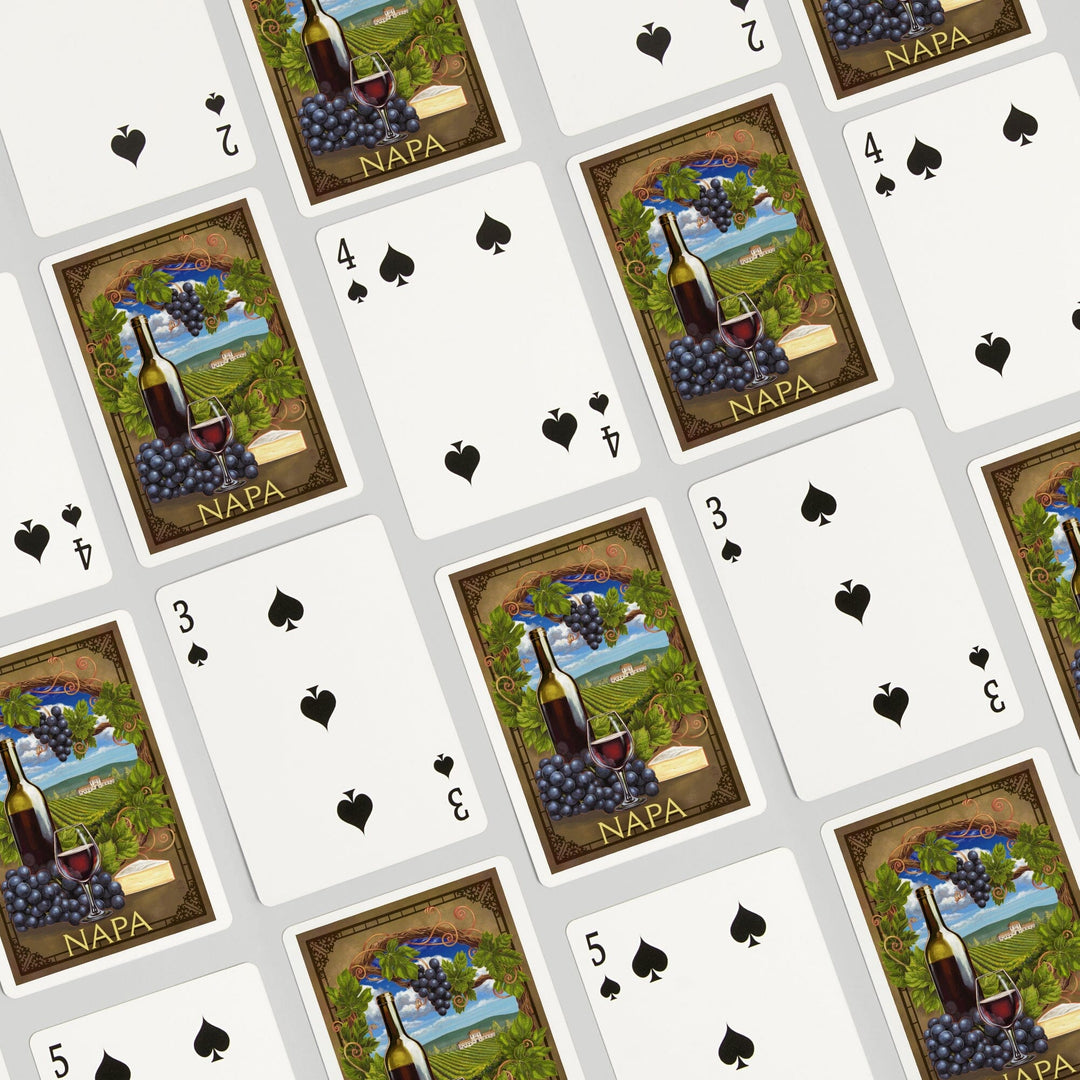 Playing Cards, Napa, California, Pinot Noir Vineyard Scene, 52 Card Deck with Jokers in Box, Unique Art Cards Lantern Press 