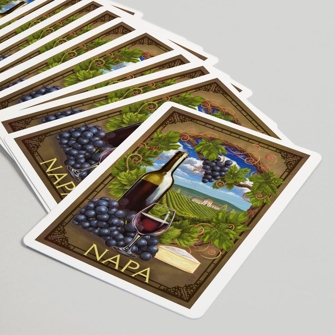Playing Cards, Napa, California, Pinot Noir Vineyard Scene, 52 Card Deck with Jokers in Box, Unique Art Cards Lantern Press 