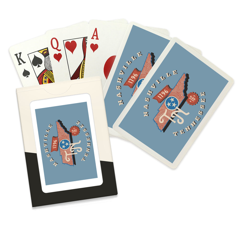 Playing Cards, Nashville, Tennessee, Statehood, State Series, 52 Card Deck with Jokers in Box, Unique Art Cards Lantern Press 
