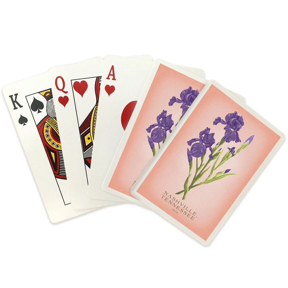 Playing Cards, Nashville, Tennessee, Vintage Flora, State Series, Iris, 52 Card Deck with Jokers in Box, Unique Art Cards Lantern Press 
