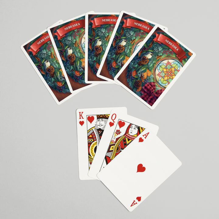 Playing Cards, Nebraska, Front Door with Wreath, 52 Card Deck with Jokers in Box, Unique Art Cards Lantern Press 