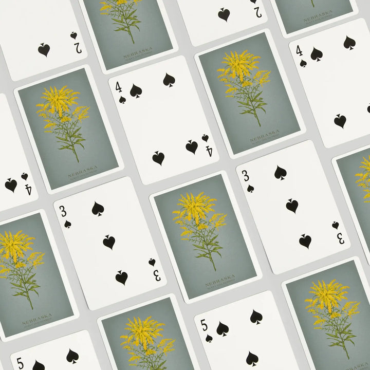 Playing Cards, Nebraska, Vintage Flora, State Series, Giant Goldenrod, 52 Card Deck with Jokers in Box, Unique Art Cards Lantern Press 