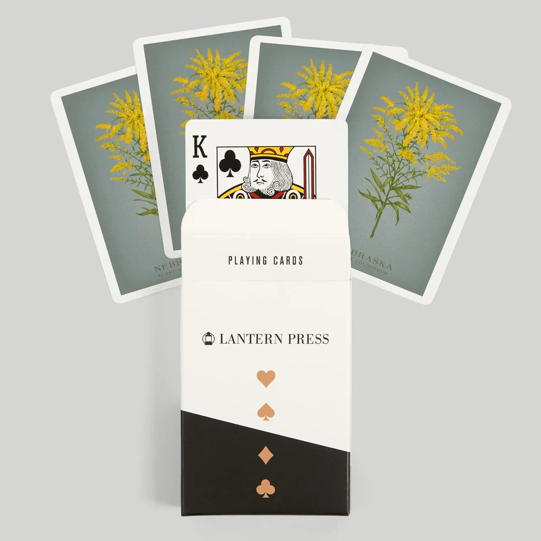 Playing Cards, Nebraska, Vintage Flora, State Series, Giant Goldenrod, 52 Card Deck with Jokers in Box, Unique Art Cards Lantern Press 