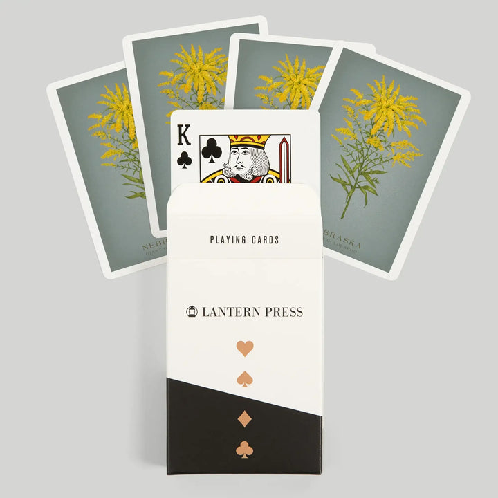Playing Cards, Nebraska, Vintage Flora, State Series, Giant Goldenrod, 52 Card Deck with Jokers in Box, Unique Art Cards Lantern Press 