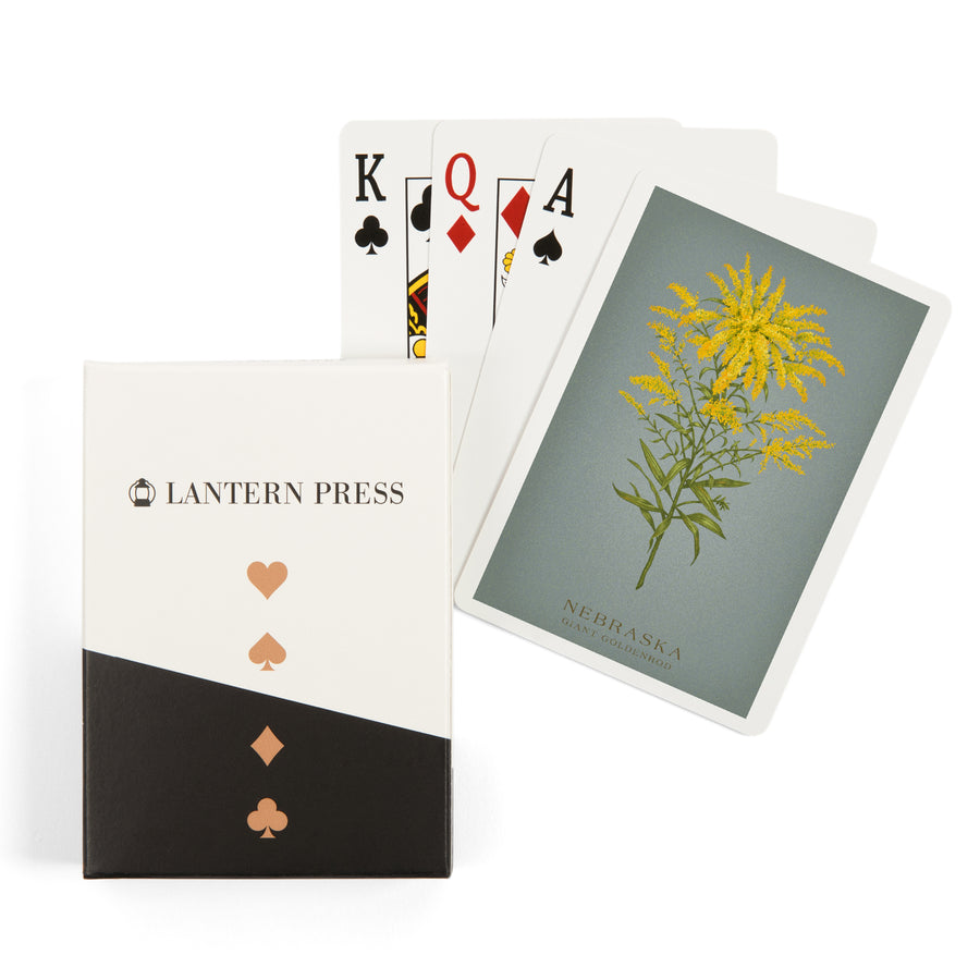 Playing Cards, Nebraska, Vintage Flora, State Series, Giant Goldenrod, 52 Card Deck with Jokers in Box, Unique Art Cards Lantern Press 