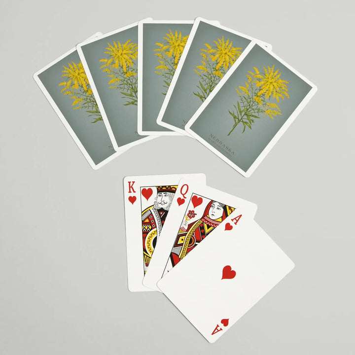 Playing Cards, Nebraska, Vintage Flora, State Series, Giant Goldenrod, 52 Card Deck with Jokers in Box, Unique Art Cards Lantern Press 