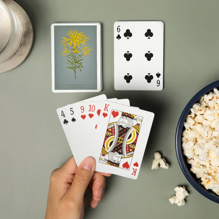 Playing Cards, Nebraska, Vintage Flora, State Series, Giant Goldenrod, 52 Card Deck with Jokers in Box, Unique Art Cards Lantern Press 