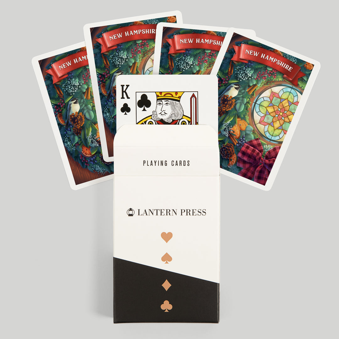 Playing Cards, New Hampshire, Front Door with Wreath, 52 Card Deck with Jokers in Box, Unique Art Cards Lantern Press 