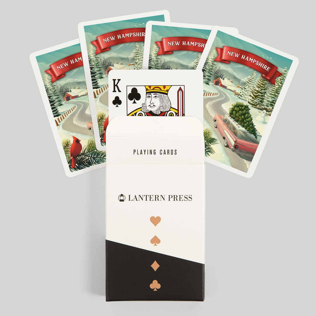 Playing Cards, New Hampshire, Holiday Tradition, 52 Card Deck with Jokers in Box, Unique Art Cards Lantern Press 