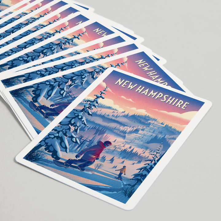 Playing Cards, New Hampshire, Shred the Gnar, Snowboarding, 52 Card Deck with Jokers in Box, Unique Art Cards Lantern Press 