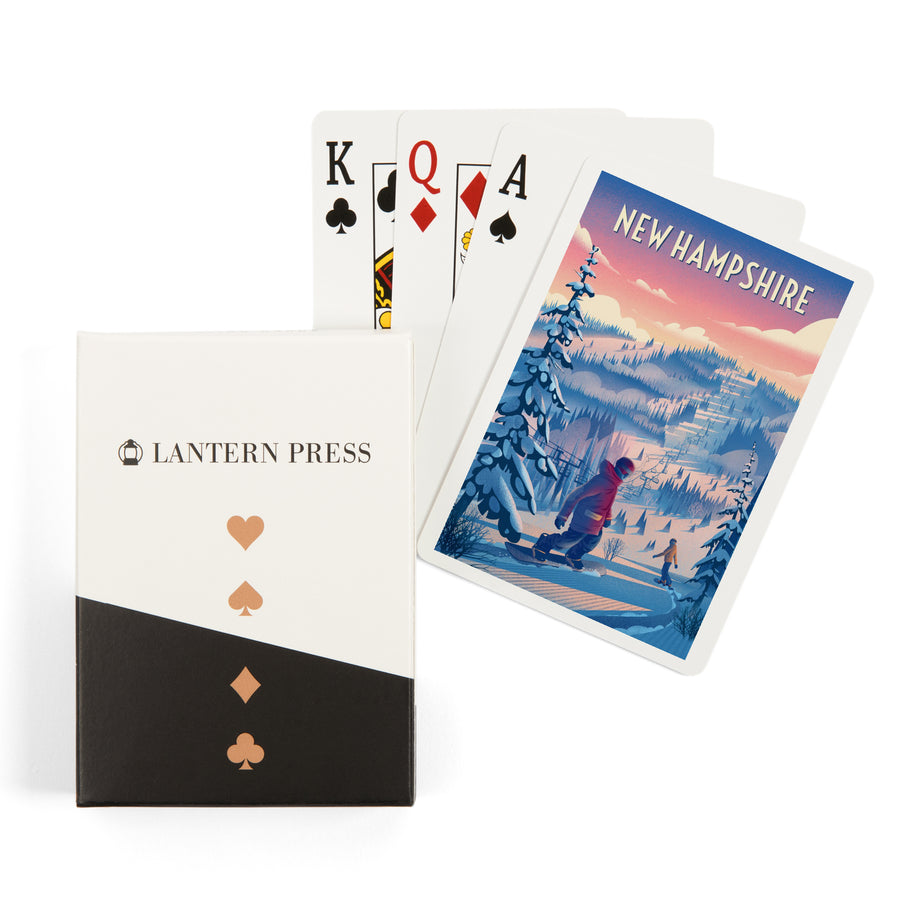 Playing Cards, New Hampshire, Shred the Gnar, Snowboarding, 52 Card Deck with Jokers in Box, Unique Art Cards Lantern Press 