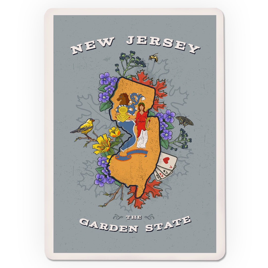 Playing Cards, New Jersey, State Treasure Trove, State Series, 52 Card Deck with Jokers in Box, Unique Art Cards Lantern Press 