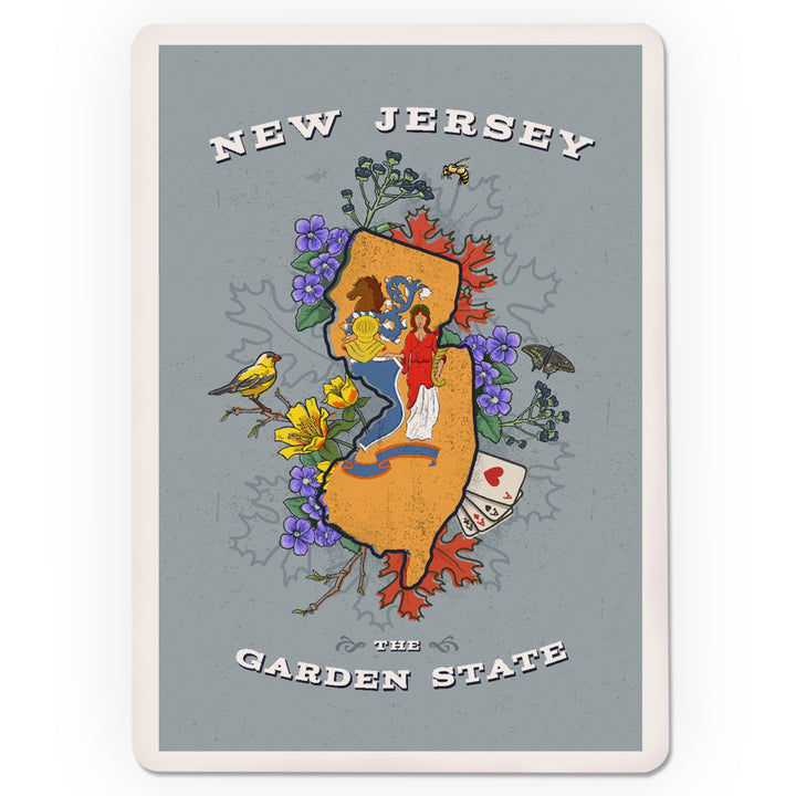 Playing Cards, New Jersey, State Treasure Trove, State Series, 52 Card Deck with Jokers in Box, Unique Art Cards Lantern Press 