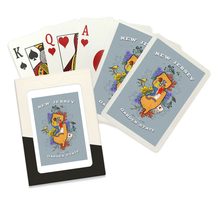 Playing Cards, New Jersey, State Treasure Trove, State Series, 52 Card Deck with Jokers in Box, Unique Art Cards Lantern Press 
