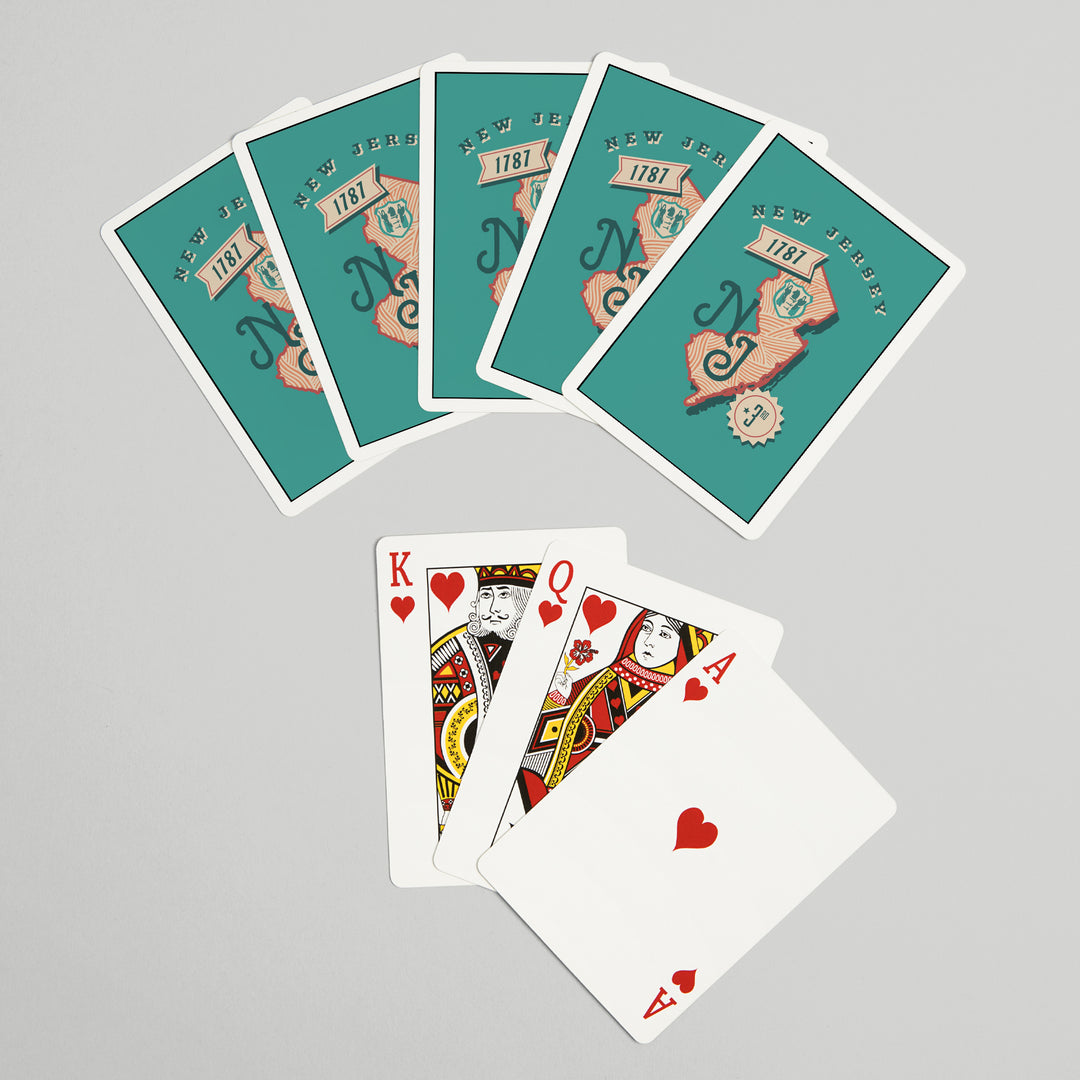 Playing Cards, New Jersey, Statehood, State Series, 52 Card Deck with Jokers in Box, Unique Art Cards Lantern Press 