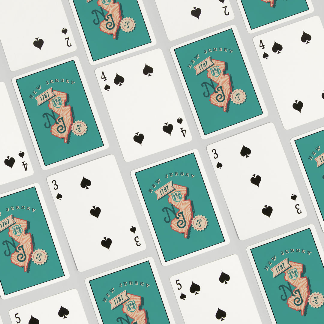 Playing Cards, New Jersey, Statehood, State Series, 52 Card Deck with Jokers in Box, Unique Art Cards Lantern Press 